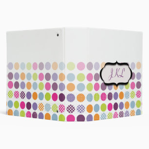 Monogram binders, colourful polka dots binder