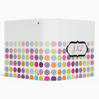 Monogram binders, colourful polka dots binder