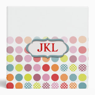 Monogram binders, colourful polka dots binder