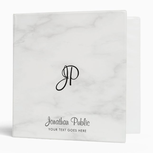 Monogram Binders Handwritten Marble Look Template (Front/Inside)