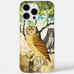 Monogram Birdcage Vintage Owl Birch Tree iPhone iPhone 16 Pro Max Case