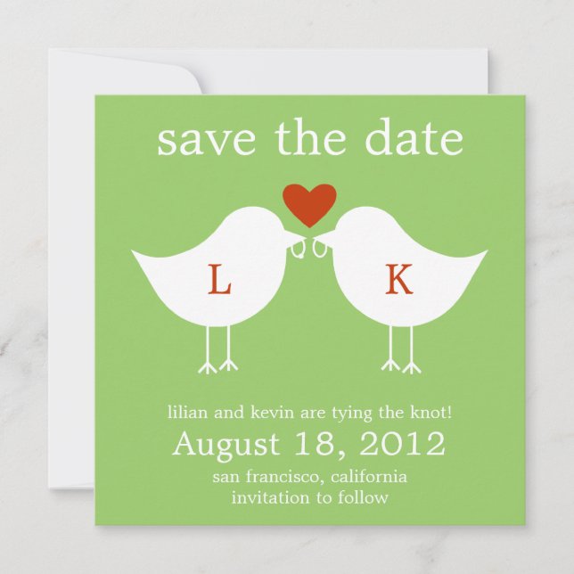 Monogram Birds Enregistrer La Carte Date - Lime (Devant)
