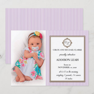Monogram Birth Announcement