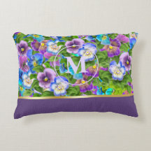 Monogram Birthday Pansy Violet Flowers Watercolor