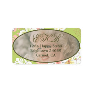 Monogram Birthday Photo Tropical Label