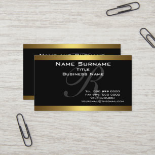Monogram Black and Gold Business Cards