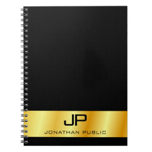 Monogram Black And Gold Elegant Template Modern Notebook