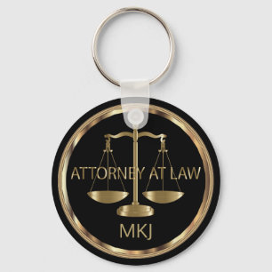 Monogram - Black and Gold Law Keychain