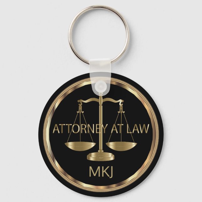 Monogram  - Black and Gold Law Keychain (Front)