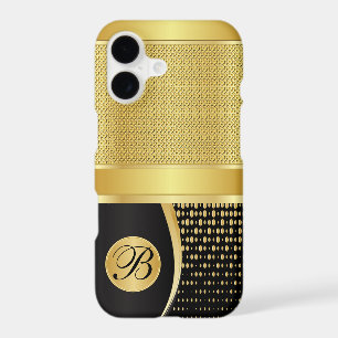 Monogram Black and Gold Metallic Mesh