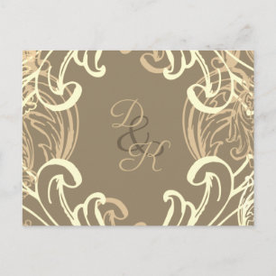 Monogram Black and Gold Vintage rsvp Postcard