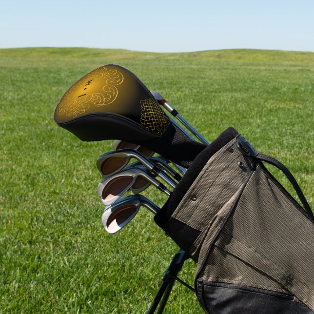 Monogram Black and Gold with decorative elements  Golf Head Cover (In Situ)