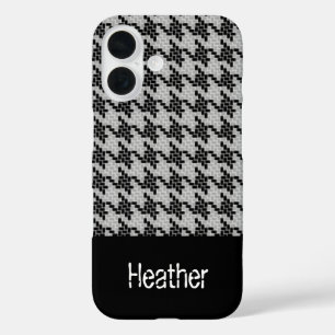 Monogram black and grey houndstooth pattern  iPhone 16 case