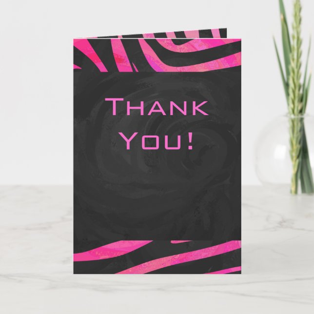 Monogram Black and Hot Pink Zebra Design Card (Front)