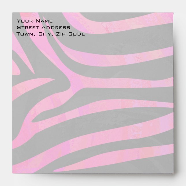 Monogram Black and Hot Pink Zebra Design Envelopes (Front)
