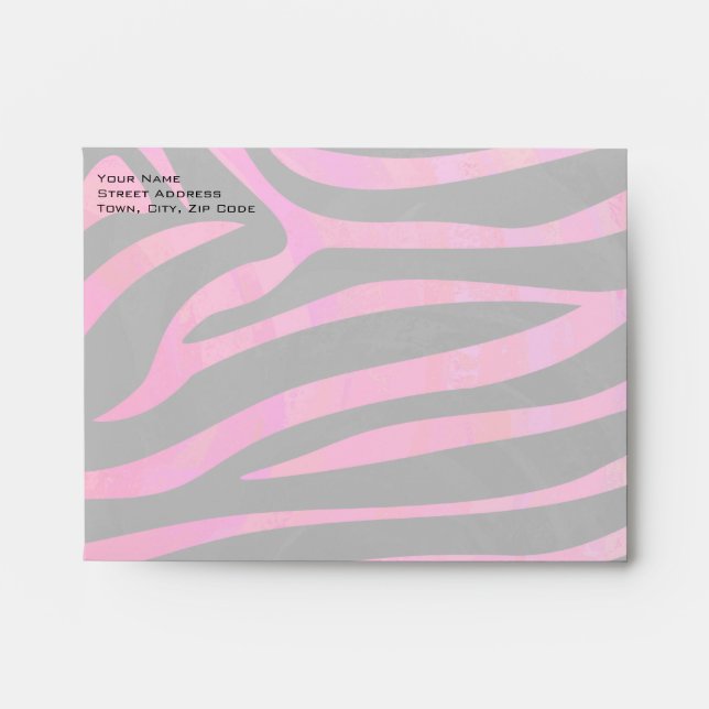 Monogram Black and Hot Pink Zebra Design Envelopes (Front)