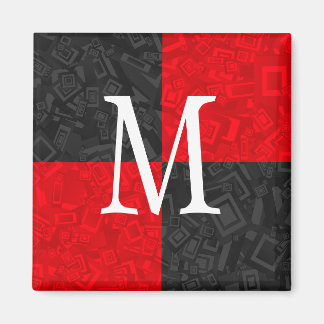 Monogram Black and Red Block Design 2 Inch Magnet