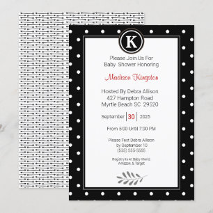 Monogram Black and White Baby Shower Invitation