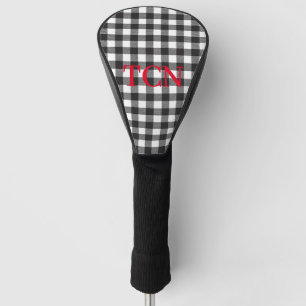 Monogram Black and White Buffalo Plaid Golf Head Cover