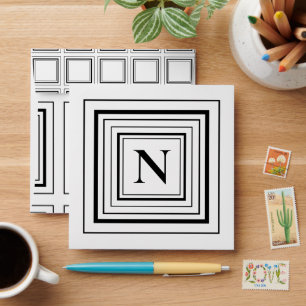 Monogram Black and White Classic Square Monogram  Envelope