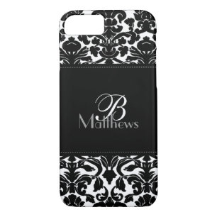 Monogram Black and White Damask iPhone 7 Case