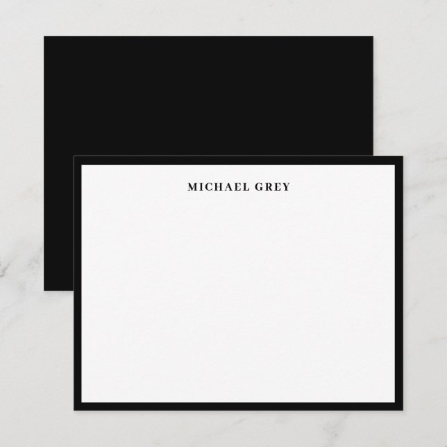 Monogram Black and White Elegant Border Card (Front/Back)