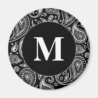 Monogram Black and White Floral Paisley Pattern