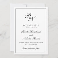 Monogram Black and White Formal Elegant Wedding
