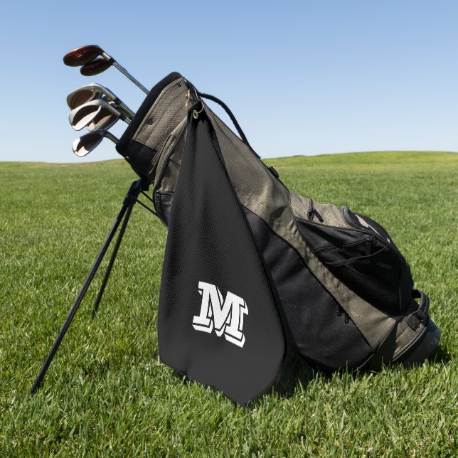 Monogram Black and White Golf Towel (Green)