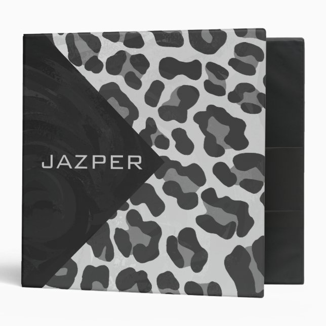 Monogram Black and White Leopard Print Binder (Front/Inside)