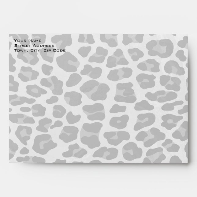 Monogram Black and White Leopard Print Envelope (Front)