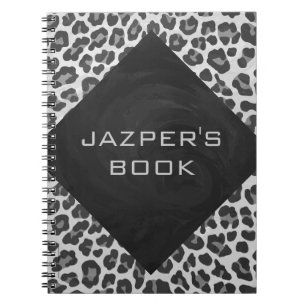 Monogram Black and White Leopard Print Notebook