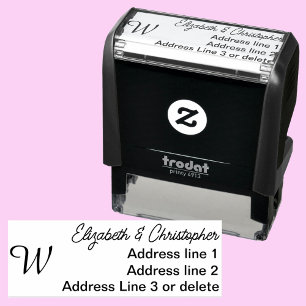 Monogram Black and White Minimalist Return Address Self-inking Stamp