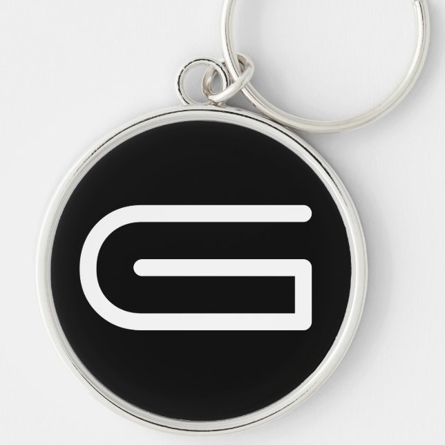Monogram Black And White Modern Minimal Letter Keychain (Front)