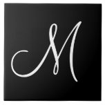 MONOGRAM: Black and White Monogram M, Tile<br><div class="desc">Black and White Monogram M</div>