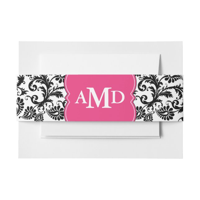 Monogram Black and White or Any Custom Colour Invitation Belly Band (Front Example)