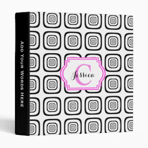 Monogram Black And White Personalized Binder