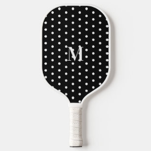 Monogram Black and White Polka Dot  Pickleball Paddle
