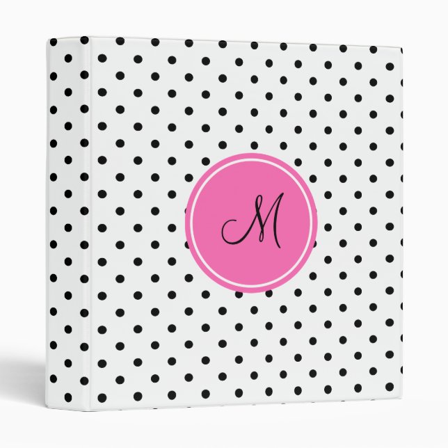 Monogram Black and White Polka Dot with Hot Pink Binder (Front/Spine)