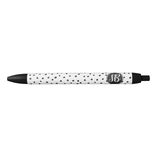 Monogram, Black and white polka dots Ink Pen (Front)