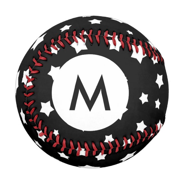 Monogram Black and white stars pattern Baseball (Front Left)