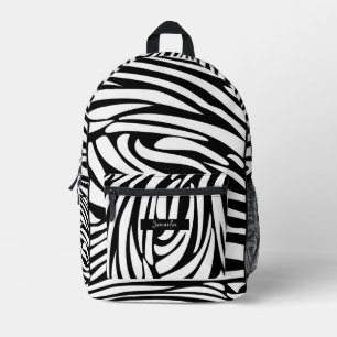 Monogram Black and White Striped Zebra Pattern Printed Backpack