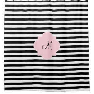 Monogram Black and White Stripes with Pastel Pink