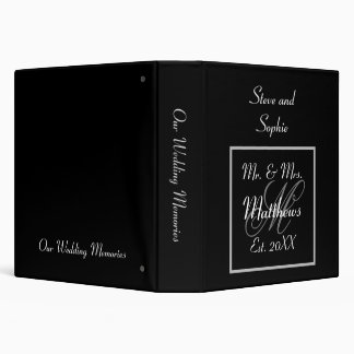 Monogram Black and White Wedding Memories Binder