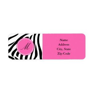 Monogram Black and White Zebra Print with Hot Pink