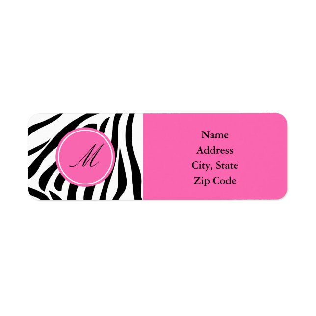 Monogram Black and White Zebra Print with Hot Pink (Front)