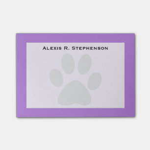 Monogram Black Animal Paw Print Lavender Purple Post-it Notes