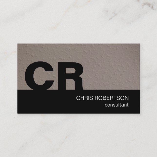 Monogram Black Beige Consultant Business Card (Front)