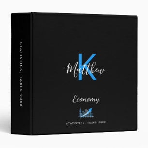 Monogram black blue economy home office binder