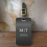 Monogram Black Brushed Metallic Elegant Luggage Tag<br><div class="desc">Elevate your travel experience with our Classic Elegant Modern Minimalist Monogram Luggage Tag. This meticulously designed accessory seamlessly combines timeless elegance with contemporary minimalism, ensuring your luggage stands out with sophistication. Crafted with precision and attention to detail, this luggage tag is more than just a practical item; it's a personalized...</div>